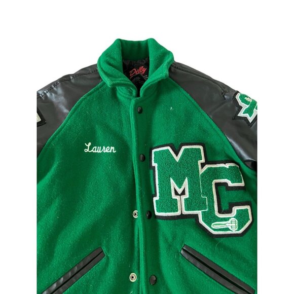 Dilly Letter Jacket Women's Varsity Jacket Green Size XS Quilted Pharr Stahhp - Picture 5 of 12